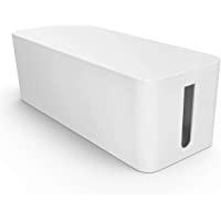 PAZZiMO Caja organizadora cables grande y blanca- pasacables protector y seguro- recoge cables de forma inteligente…